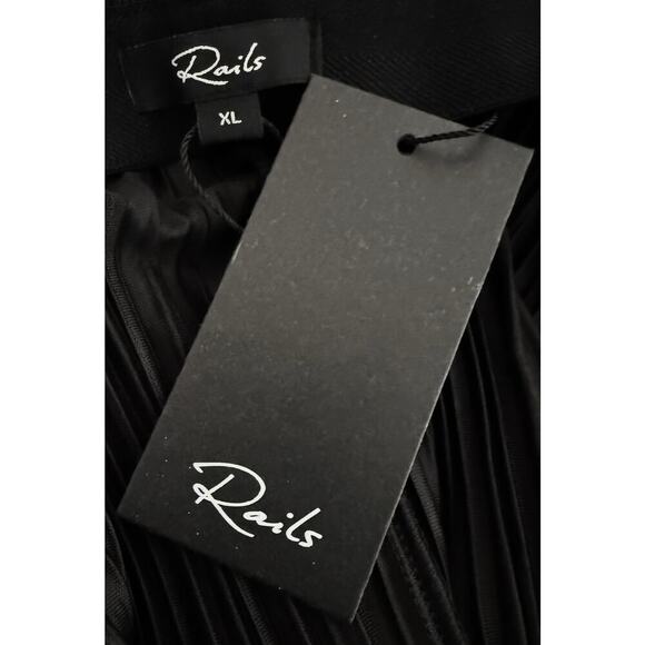 Rails Womens Rowan Pleated Pull On Pants Black Straight Leg Elastic Waist NWT XL - Picture 12 of 16